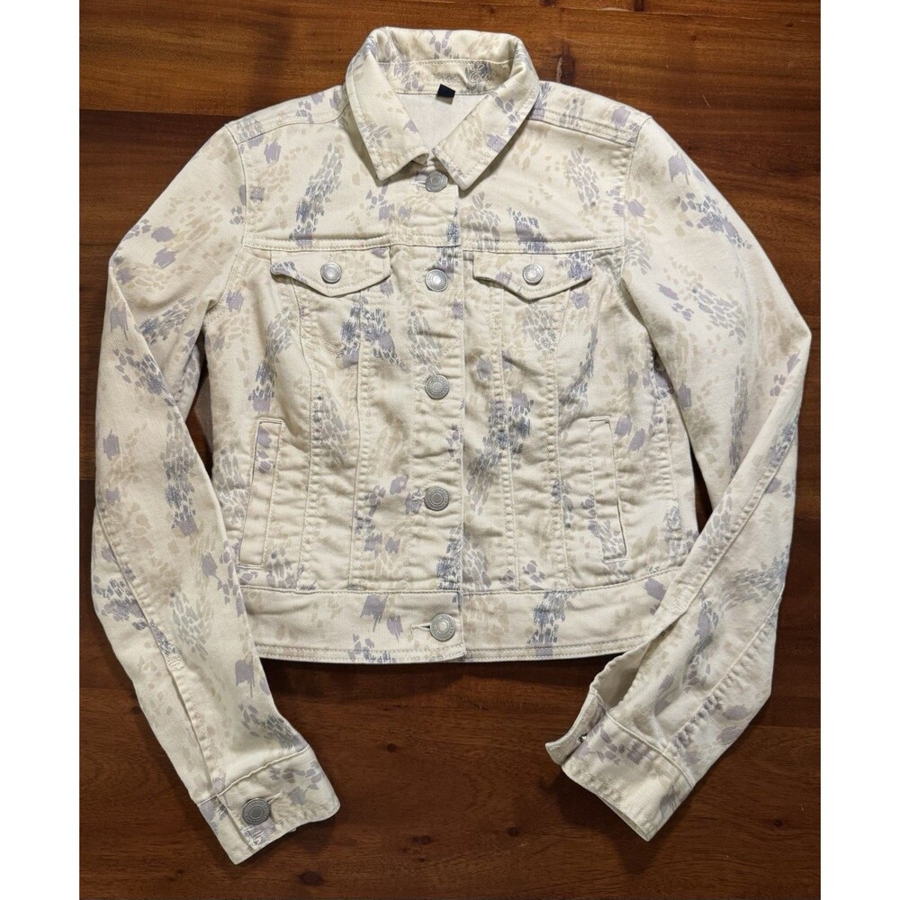 American Eagle Outfitters Floral Denim Jacket Womens Small Camo Trucker Jean S